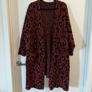 Torrid Burgundy Leopard Sweater Duster Sz 5X